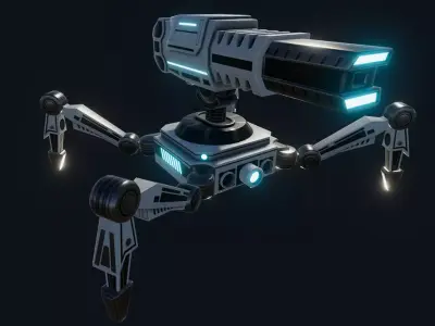 SciFi Turret Gun Insect Low-poly 3D model