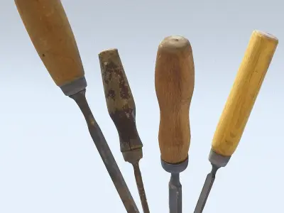 Chisels High Poly woodworking tools - woodworking tools 3D model