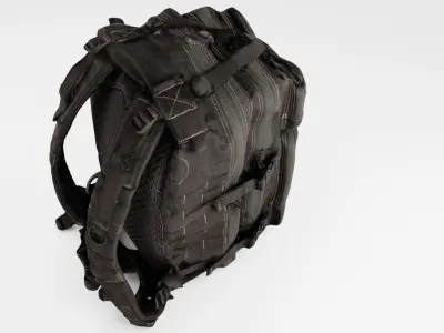 Black Tactical military backpack for soldiers 3D model