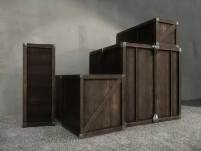  Wooden Crates Pack  4K Textures Low-poly 3D model