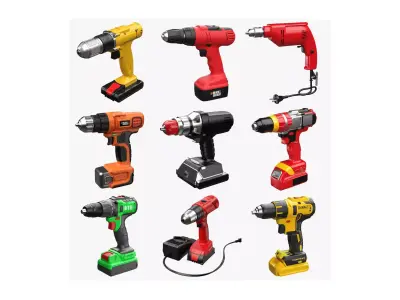 Hand Drill Collection I 9 in 1 3D Model Pack