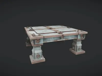 industrial metal platform with four legs 3D model