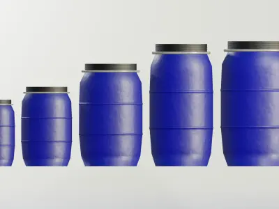 Plastic Open Head Drum Collection Low-poly 3D model