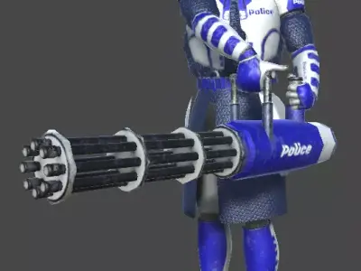 Futuristic Police Minigunner - Unity Game Ready Asset Low-poly 3D model