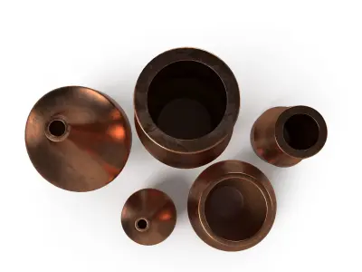 Vase Set of 5 Low-poly 3D model