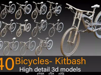 40 Bicycles- Kitbash- High detail 3d models 3D model