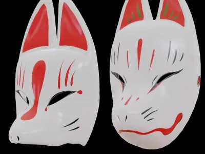 Collection of Japanese Masks Noh theater masks  3D Model Pack
