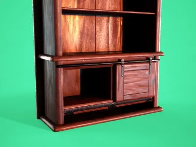 Rigged Bookshelf Low-poly 3D model