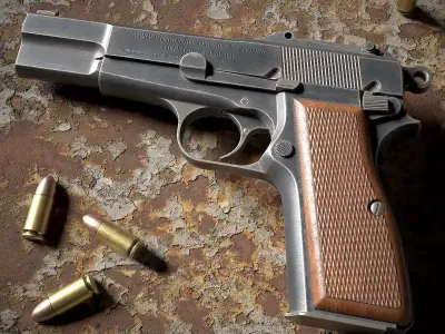 Browning Hi-Power P-35 Low-poly 3D model
