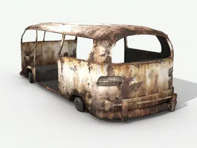 Damaged Rusted Cars - Junkyard Part 3  Low-poly 3D model