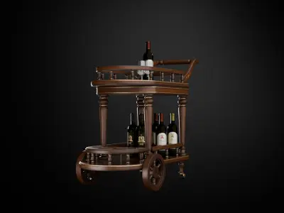 Wine trolley Low-poly 3D model