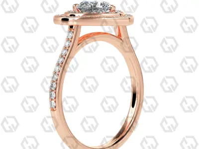 Ring 204 Heart Shape Cathedral Double Halo pave set with Gems 3D print model