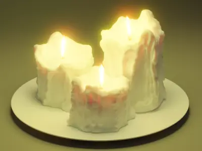Candles on a plate Free 3D model