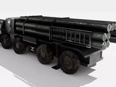 BM-30 Smerch Russian Vehicle Low-poly 3D model