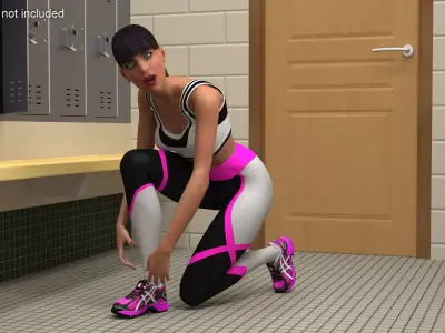 Athletic Woman in Fitness Outfit Rigged for Cinema 4D 3D model
