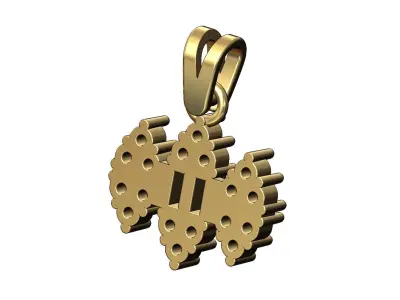 Antique baguette and diamond pendant with bail 3D print model