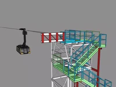 Rope way Detailed 3D model