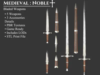 Medieval Collection Noble Blades 3D Model Pack