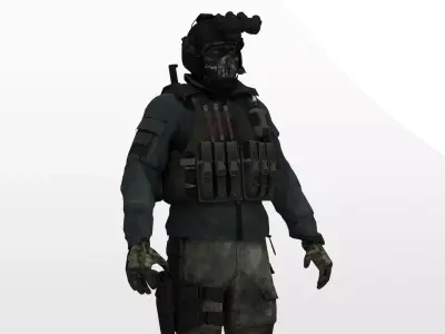 Spec Ops Soldier Rigged Low Poly Game-Ready Low-poly 3D model