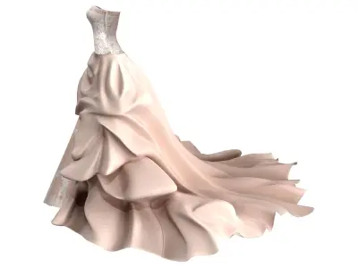 Ball-Gown Sweetheart Court Train Dress Low-poly 3D model