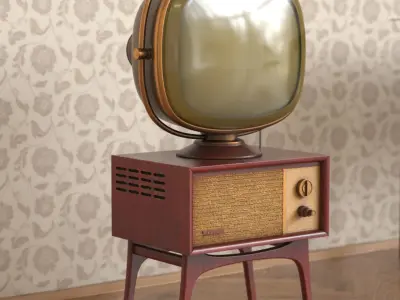 Vintage Philco Predicta Television with Stand Mahogany Brown Old 3D model