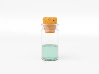 Medical Lab Chemical Clear Glass Bottle Realistic 3D model Low-poly 3D model