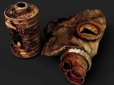 Chernobyl exclusion zone gas mask filter debris PBR scan 3D model