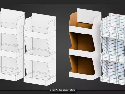 Packaging Box Set 3 Tier Display Giftbox Gable Tuck End Boxes Low-poly 3D model