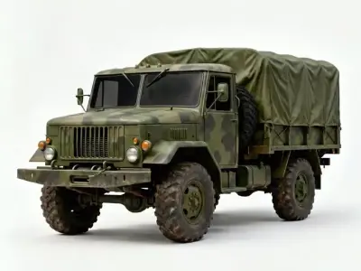 Heavy Military Cargo Truck 3D Model Low-poly 3D model