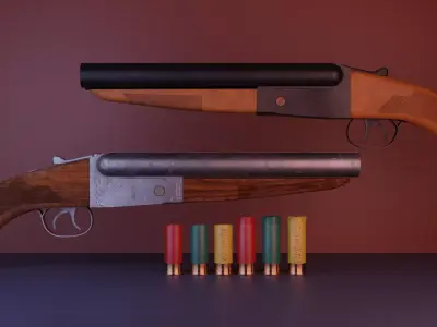 Sawed Off Shotgun Free low-poly 3D model