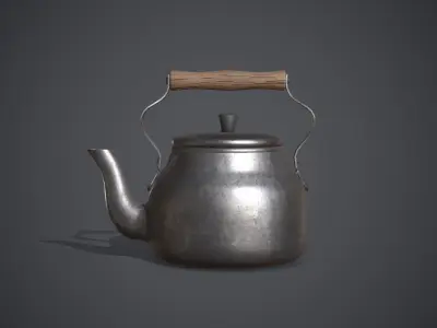 Vintage Old Kettle Teapot Low-poly 3D model