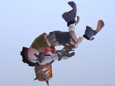 Cabal Warrior Cyborg Combatant Attack Air Flip Animated 3D model