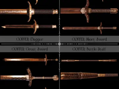 Medieval Weapon Colection Low-poly 3D model