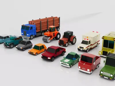 Low poly Vehicles Collection 3D model