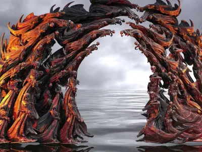 Scull Ghosts Swarm Archway 3D model