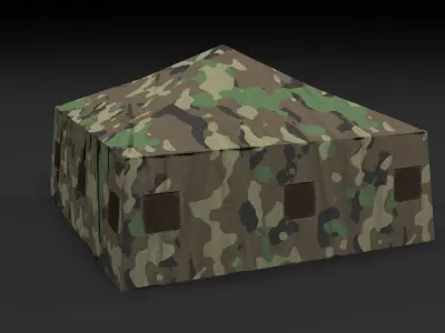 Lowpoly PBR Military Tent Low-poly 3D model