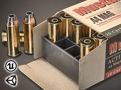 Magnum cartridges ammunition pack - 3D VR  AR  game ready  Low-poly 3D model