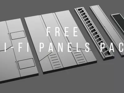 Sci-Fi-Panels-Pack 6 free scifi panels pack Free 3D model