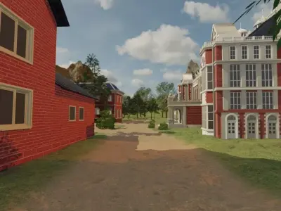 Aerial View Of A Historic Estate 3D model