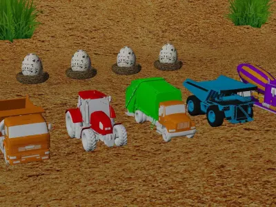 Vehicles Come out from Egg 3D model