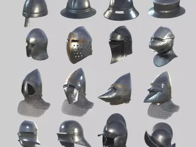 Medieval Helmets collection 3D Model Pack