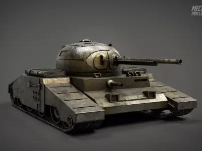 UE4 Game-ready  - PBR Dieselpunk Tank Low-poly 3D model
