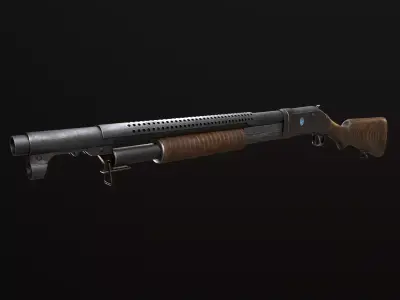 Winchester 1897 Lowpoly gameready Low-poly 3D model