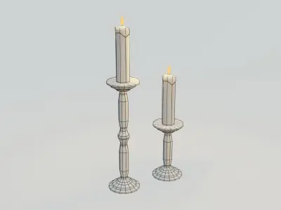Candleholders 1 PBR pair of candlesticks Low-poly 3D model