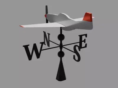P51 Inspired Weather Vane Low-poly 3D model