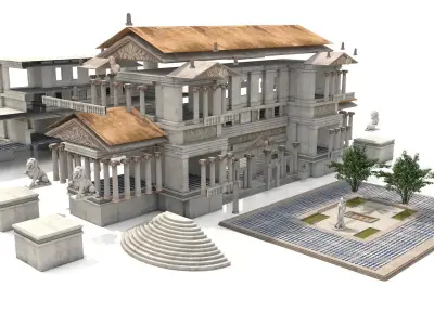 Modular Classical Building with Interiors Architecture PBR 3D model