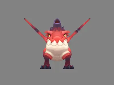 Cartoon Fire Dragon - Baby Wyvern Low-poly 3D model