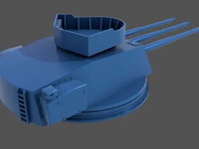 152mm WW2 Italian turret - Commercial license - 1-200 scale 3D print model
