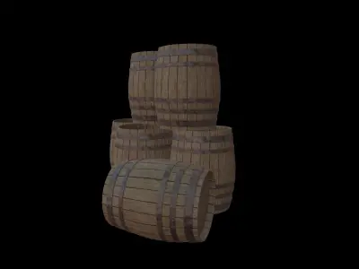 Medieval Wooden Barrel 001 Low Poly Low-poly 3D model