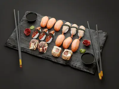 sushi set 3D model purchase